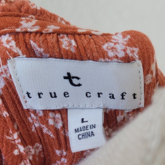 True Craft Rust Floral Mini Dress Size Large - Picture 6 of 7